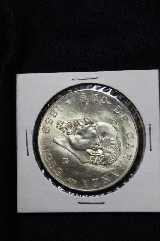 lot 51 image: 1959 Mexican 5 pesos coin