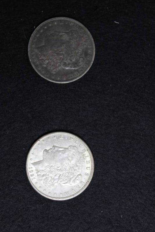 lot 71 image: Lot of  (2) Morgan Silver Dollars in Collector Sleeves