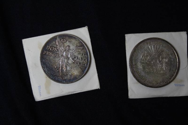 lot 82 image: Lot of (2) Mexican Silver Coins,