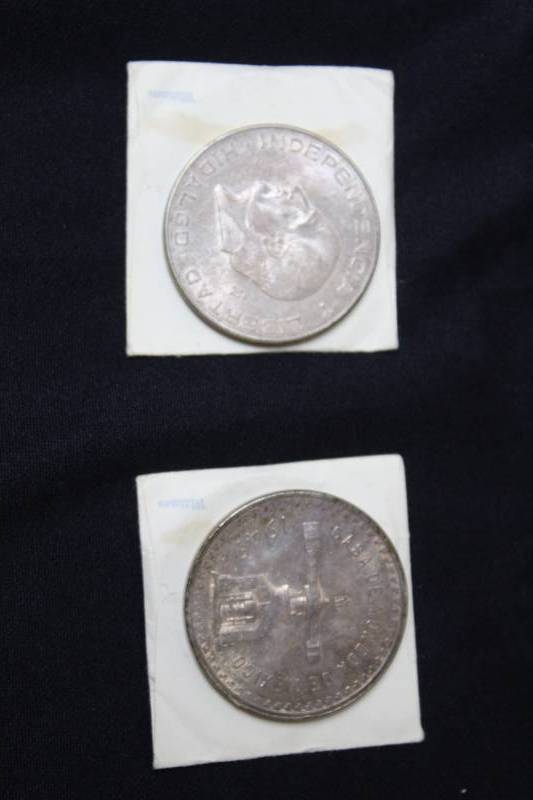 lot 84 image: Lot of (2) Mexican Silver Coins,