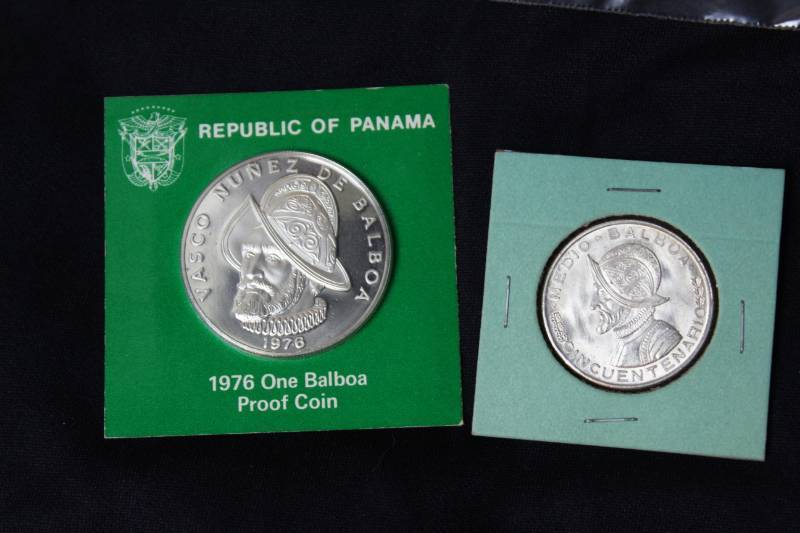 lot 85 image: Lot of (2) Panama Balboa Silver Coins,