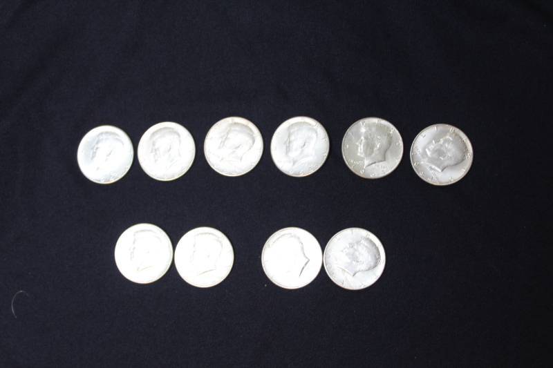 lot 97 image: Lot of (10) 1964 Kennedy Half Dollar coins