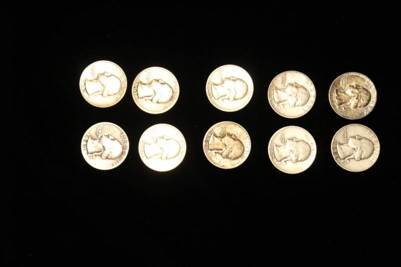lot 102 image: Lot of (10)  PRE 1964 WASHINGTON 90% SILVER QUARTERS .