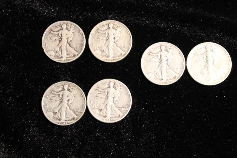 lot 110 image: Lot of (6) Walking Liberty Half Dollars