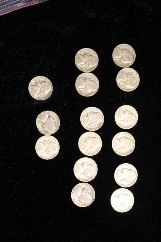 lot 105 image: zLot of (15) JEFFERSON SILVER WAR NICKEL