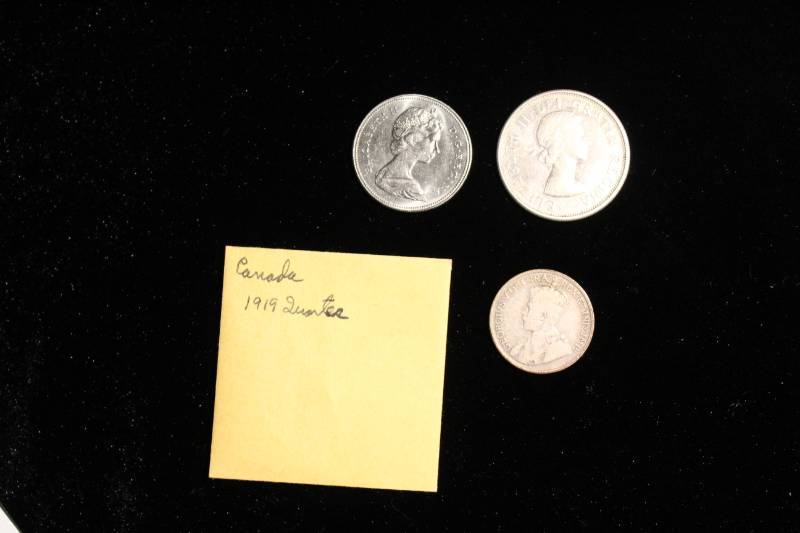 lot 121 image: Lot of (3) Canadian Silver Coins,