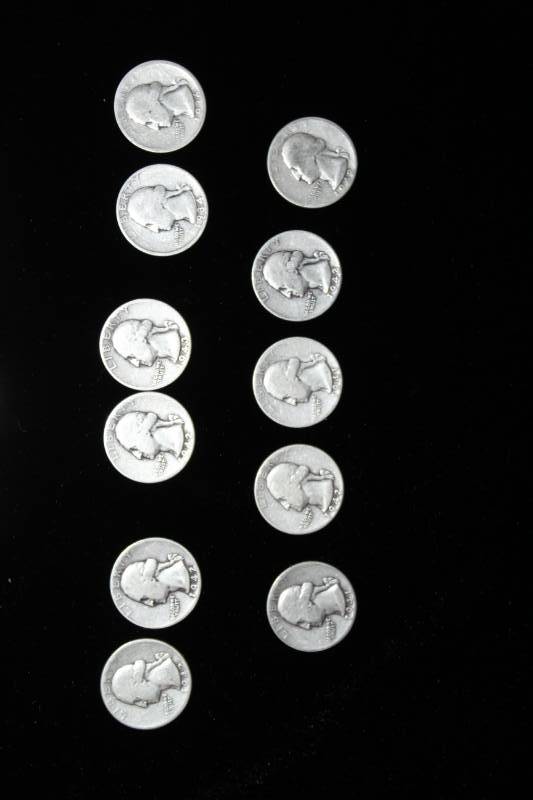 lot 133 image: Lot of (10)  PRE 1964 WASHINGTON 90% SILVER QUARTERS .