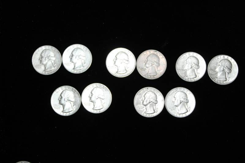 lot 135 image: Lot of (10)  PRE 1964 WASHINGTON 90% SILVER QUARTERS .