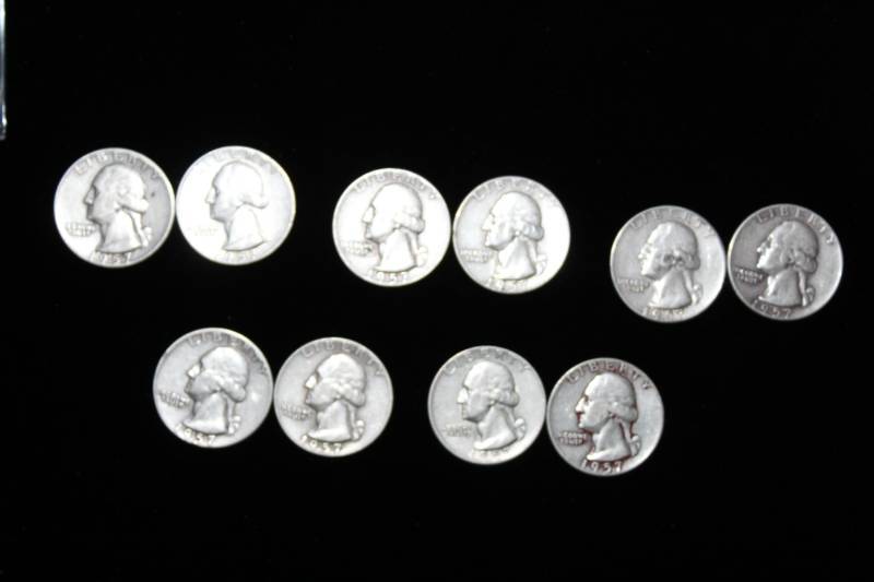 lot 139 image: Lot of (10)  PRE 1964 WASHINGTON 90% SILVER QUARTERS .