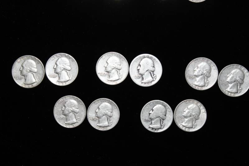 lot 142 image: Lot of (10)  PRE 1964 WASHINGTON 90% SILVER QUARTERS .