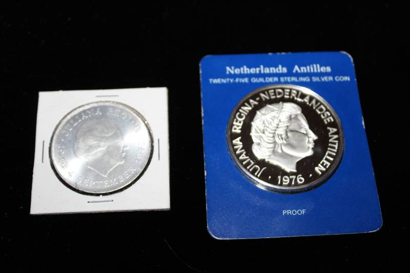 lot 169 image: Lot of (2) Netherlands Silver Coins