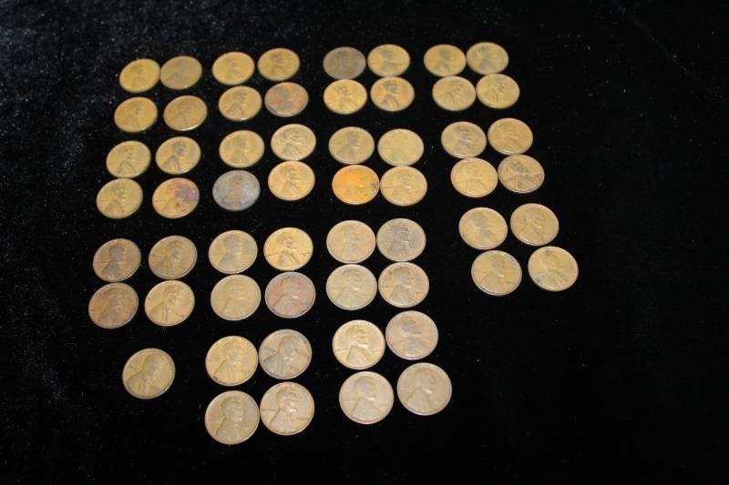 lot 166 image: Lot of (55) Lincoln Wheat Pennies