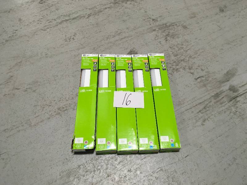 lot 16 image: LOT OF 5 18 in. Plug In Linkable Undercabinet LED Strip Light with High, Off, and Low Setting in good conditions