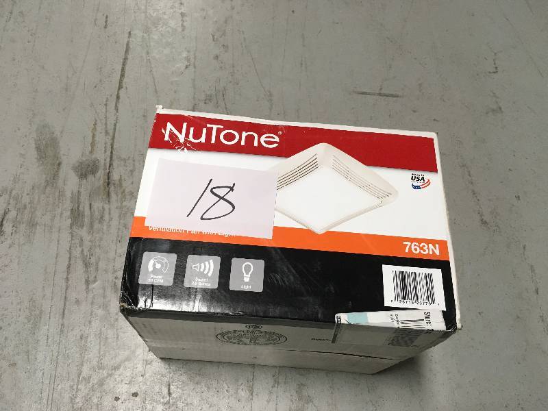 lot 18 image: NuTone 50 CFM Ceiling Exhaust Bath Fan with Light in good conditions