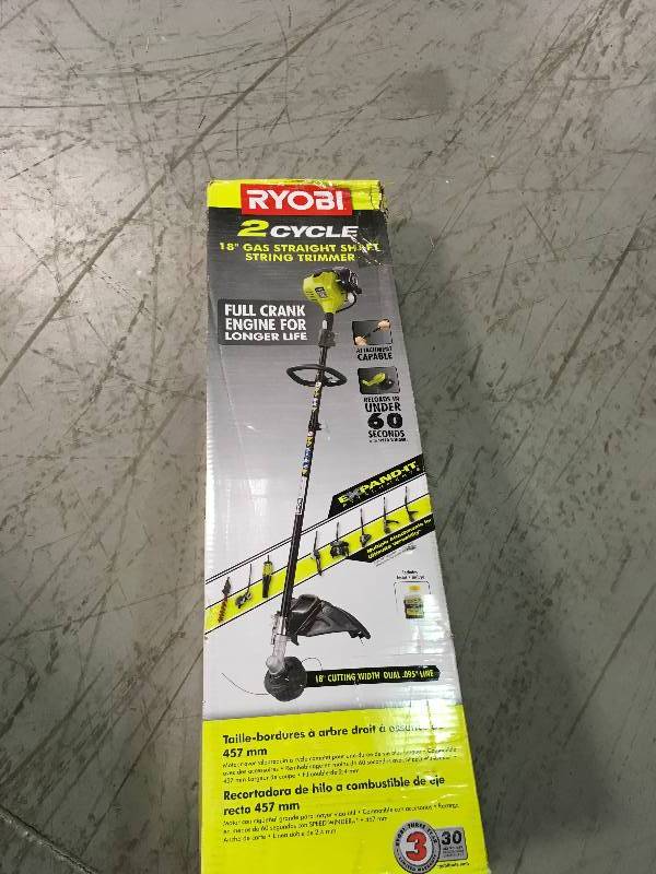 lot 25 image: Ryobi 40-Volt Lithium-Ion Cordless Attachment Capable String Trimmer - Used in good working cond.