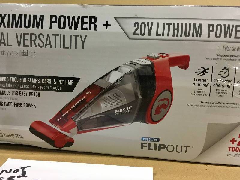 lot 30 image: DIRT DEVIL FlipOut 20-Volt Cordless Handheld Vacuum Cleaner in working conditions