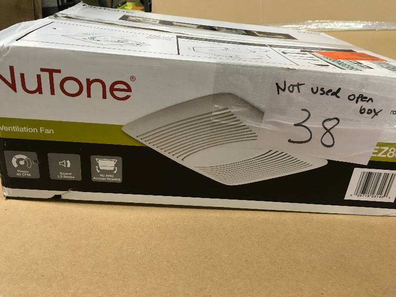 lot 38 image: Nutone EZ80N EZFit 80 CFM Bath Ventilation Fan, White  OPEN BOX NOT USED