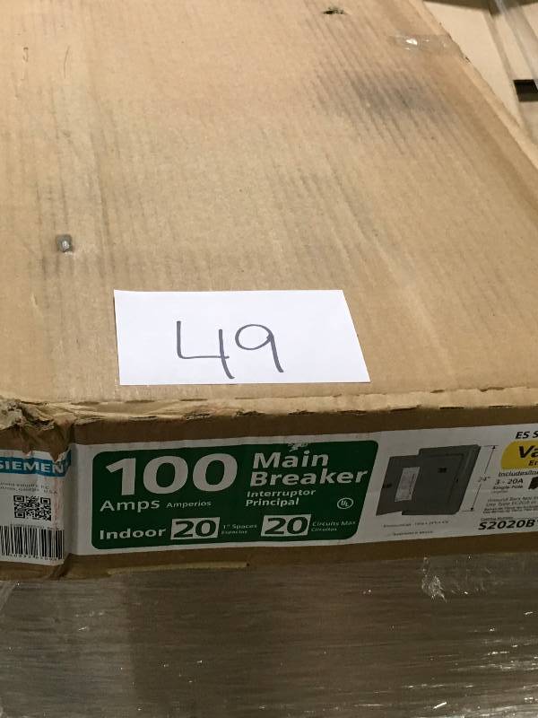 lot 49 image: ES Series 100 Amp 20-Space 20-Circuit Main Breaker Load Center Value Pack not used