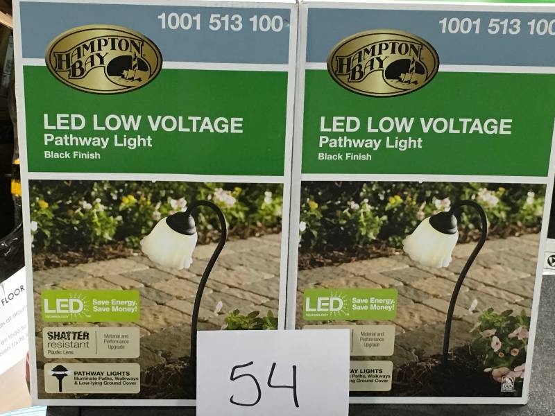 lot 54 image: LOT OF 2 Hampton Bay Low-Voltage Bronze Outdoor Integrated LED Floral Shepherd Hook Landscape Path Light new