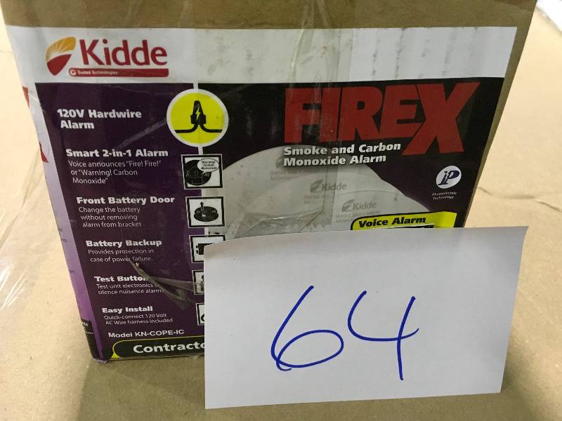 lot 64 image: FireX Hardwire Smoke and Carbon Monoxide Combination Detector with 9V Battery Backup and Voice Alarm (3-pack) not used