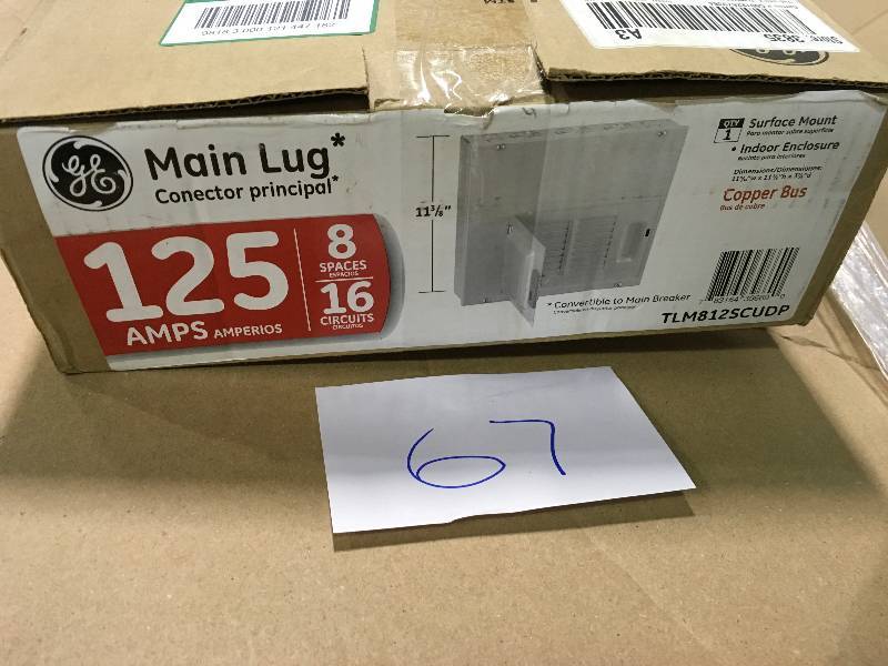 lot 67 image: GE PowerMark Gold 125 Amp 8-Space 16-Circuit Indoor Main Lug Circuit Breaker Panel not used