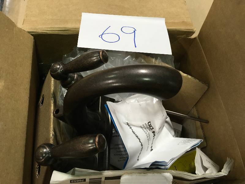 lot 69 image: Moen 6610ORB Brantford Two-Handle Low Arc Bathroom Faucet with Drain Assembly, Oil Rubbed Bronze