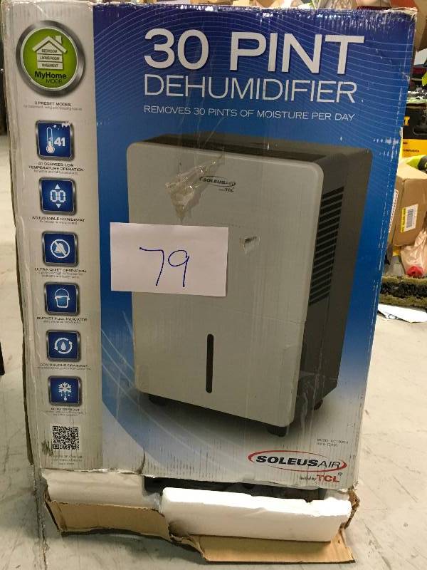 lot 79 image: Soleus Air Portable Dehumidifier, 30 Pint in working conditions