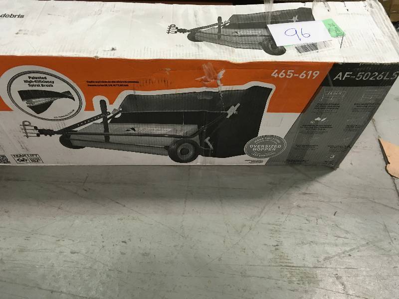 lot 96 image: 50 in. 26 cu. ft. Lawn Sweeper in good conditions