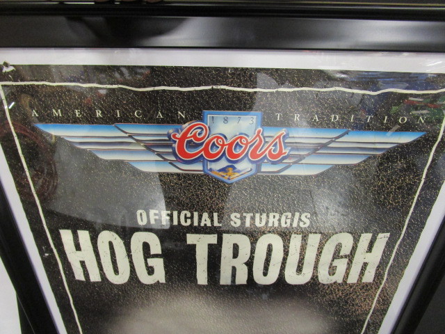 lot 52 image: Coors Sturgis Picture & Spuds Mackenzie Framed Handkerchief