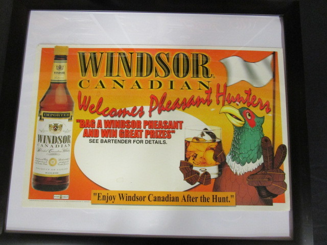 lot 54 image: (4) Framed Beer Posters & Winsor Cardboard Advertising