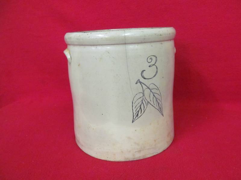 lot 138 image: 3 gallon double birch leaf stoneware