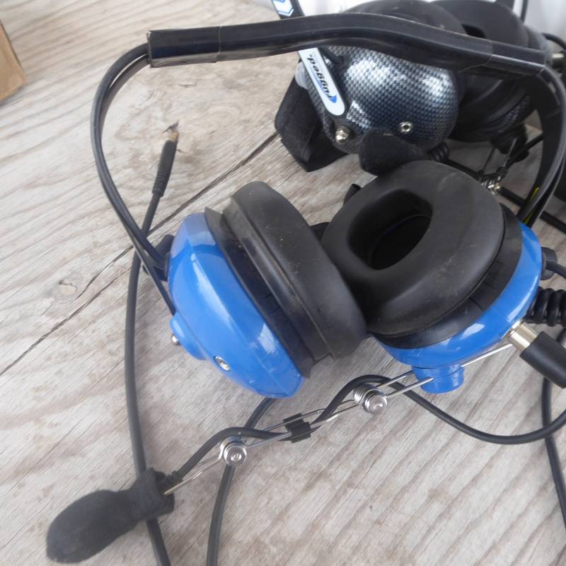 lot 51 image: Lot of Three Rugged Radios Over the Head Headsets with Mic