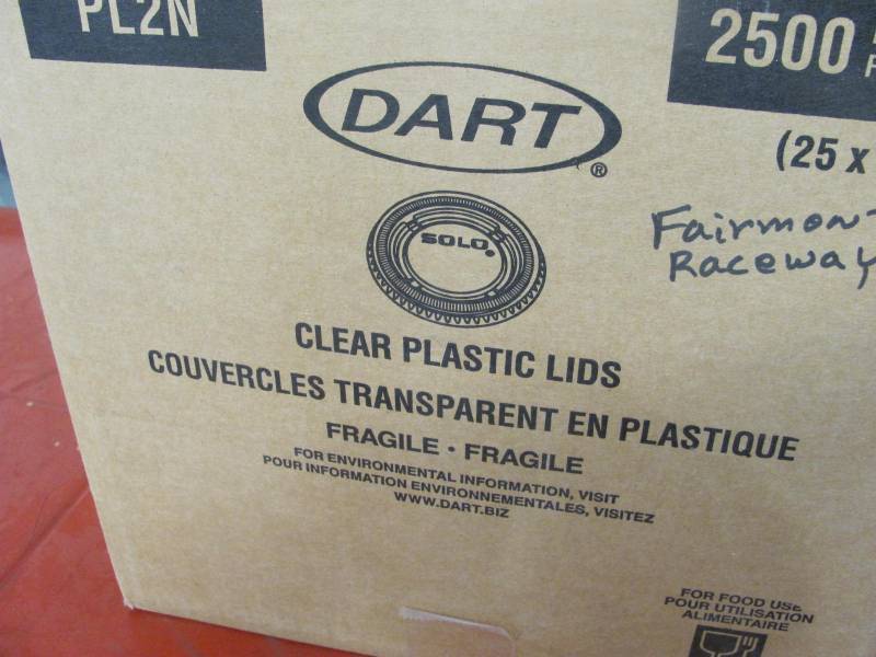 lot 175 image: Box of Clear Plastic Lids