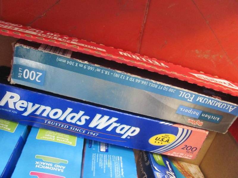 lot 180 image: Lot of Ziploc Gallon Freezer Bags and Cling Wrap