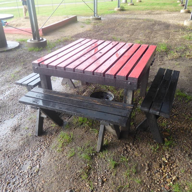 lot 249 image: 4 x 4 Picnic Table with Bench Seating