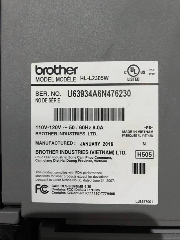 lot 292 image: Brother HLL2305W Monochrome Laser Printer with Two New Toner Cartridges