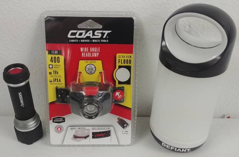 lot 23 image: Coast Headlamp, Husky indestructible Flashlight, Defiant Lamp