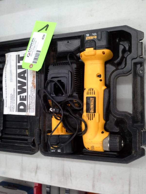lot 456 image: DeWalt 38 VSR Cordless Right Angle DrillDriver