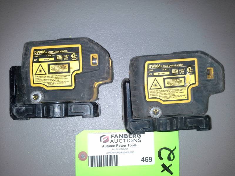 lot 469 image: Pair of DeWalt DW085 5 Beam Laser Levels