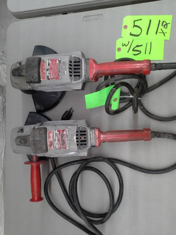 lot 511 image: Pair of Milwaukee 7 Heavy Duty Grinders