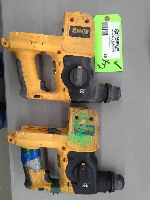 lot 85 image: Pair of DeWalt DC223 24V SDS Hammer Drills