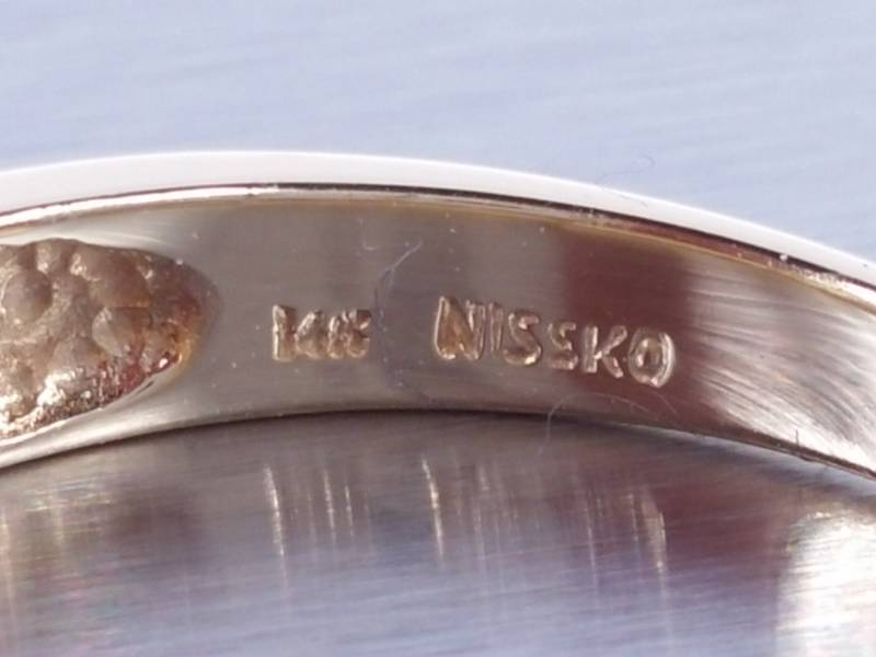 Inlaid Natural Opal Ring 14k
