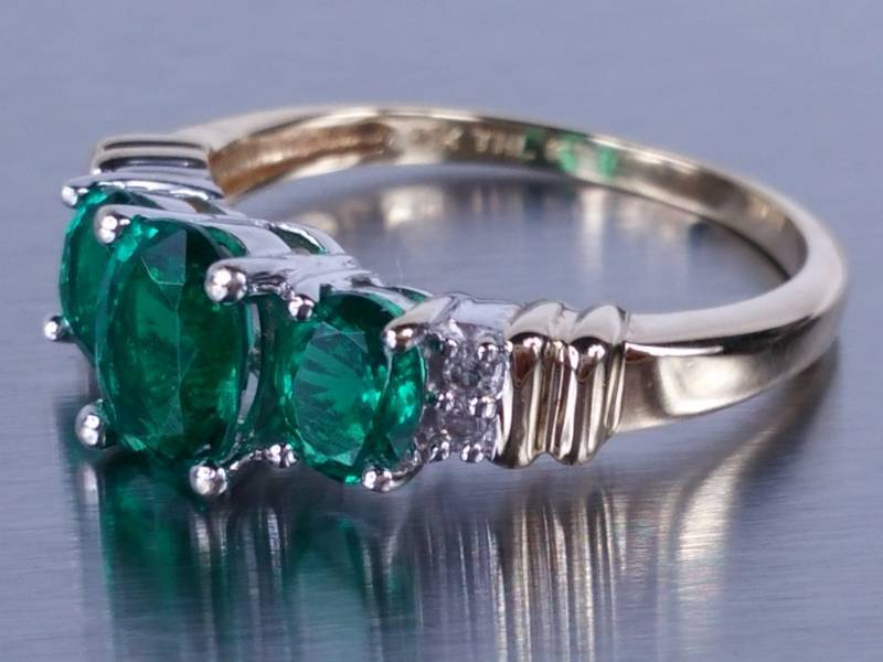 Emerald & Diamond Estate Ring 14k