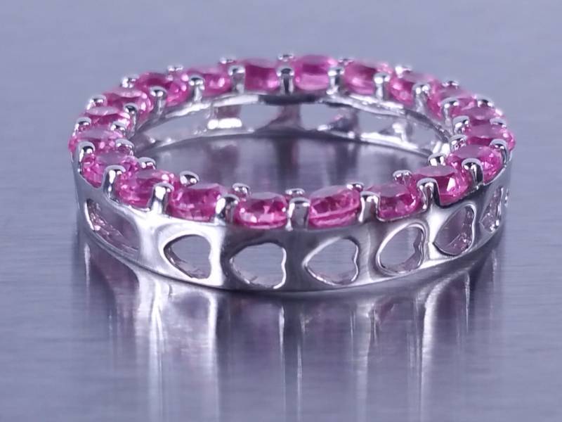 Pink Sapphire Eternity Pendant in White Gold