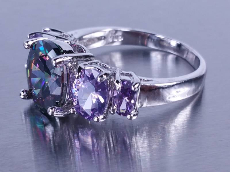 4ct Mystic Topaz & Amethyst Estate Ring
