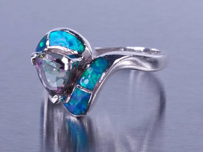 Opal & Mystic Topaz Estate Ring