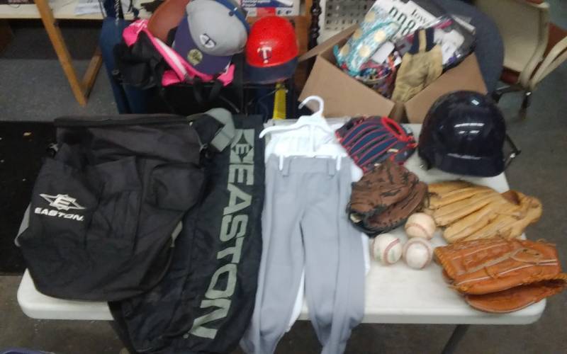 Baseball Related Youth Size Pants, Youth To Adult Size Gloves, Batting Helmet, Easton Bag