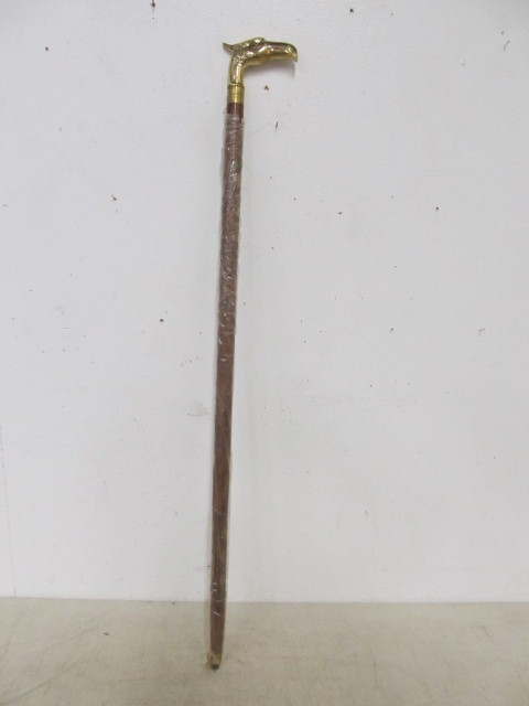 lot 40 image: Solid Brass Eagle Head CaneWalking Stick