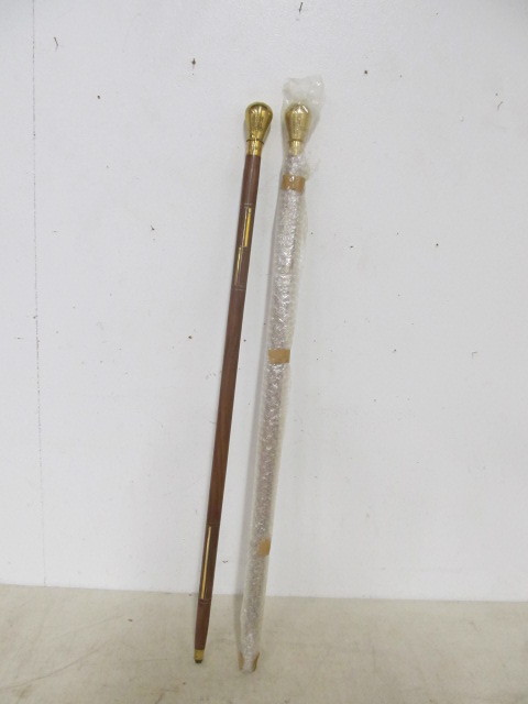 lot 41 image: BRAND NEW Inlaid Brass Walking Sticks