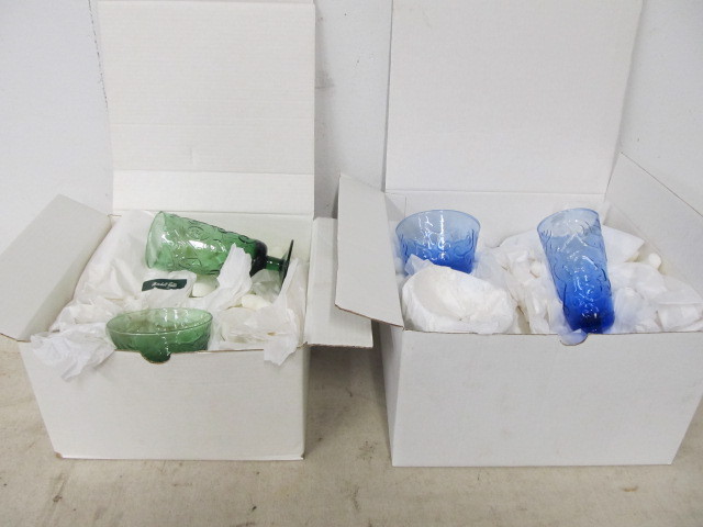 lot 45 image: Brand New BLOCK Crystal Glasses - Blue & Green